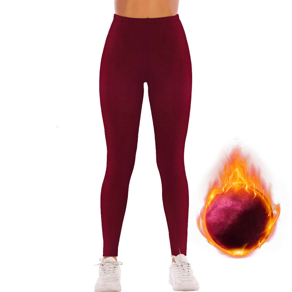 New autumn winter warm and thick brushed cropped pants with high waist, hip lifting, slimming yoga leggings