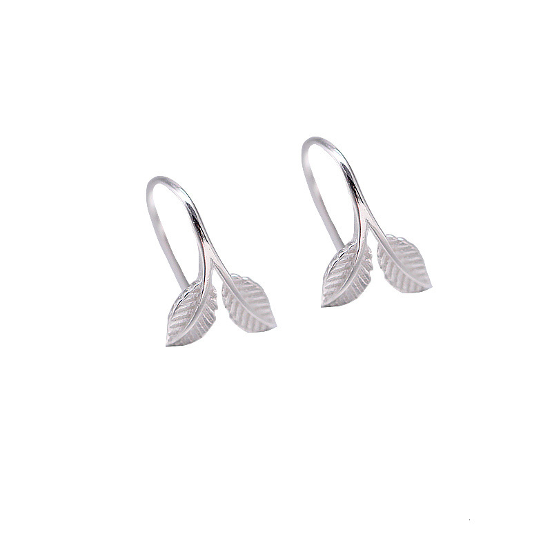 2024 New Fresh Leaf Sprout Sier Needle Earnail Ear Hook Forest Gift
