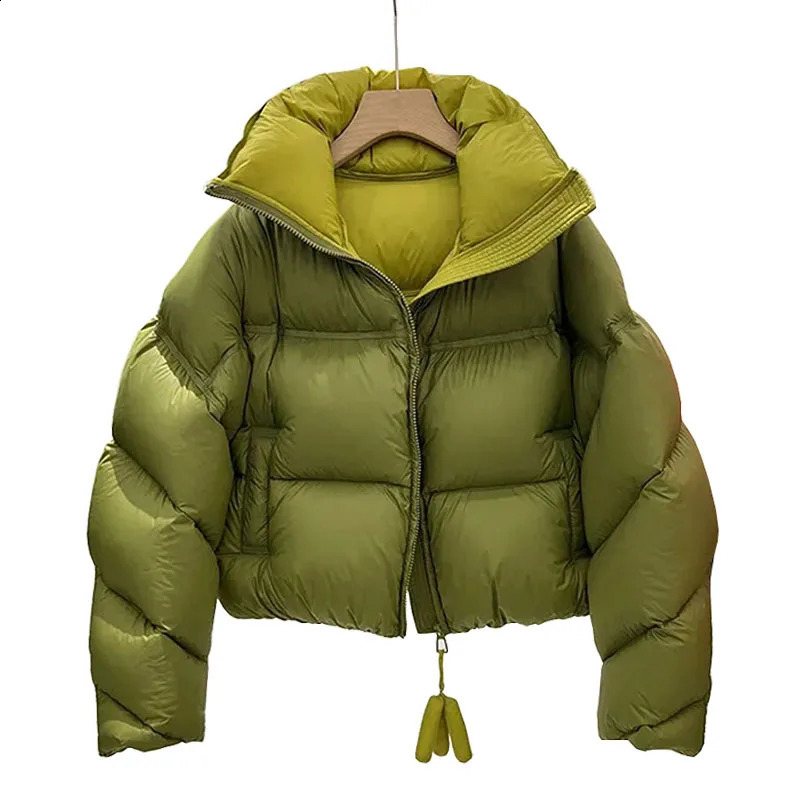 Warm Womens Down Jacket Stand Collar Windproof Short Padded Thicken Winter Korean Loose Parkas Coat Women Outwear 240930