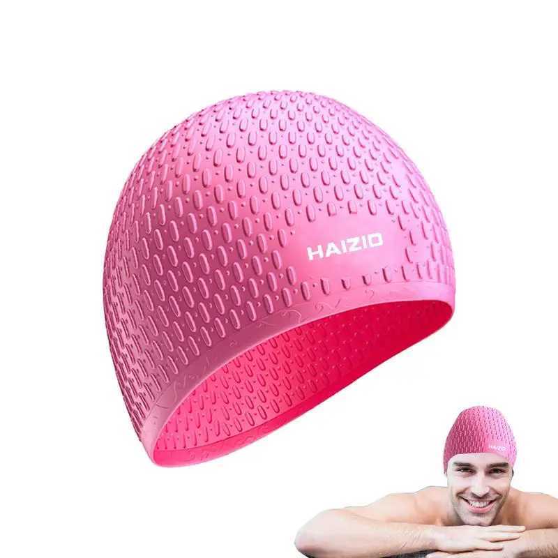 Silicone swimming cap suitable for girls boys adults men women plus sign swimming cap long thick curly hair braid soft swimming cap CL241009