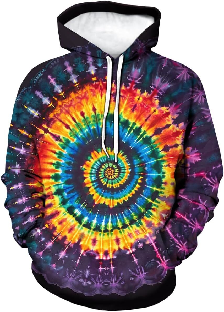 Hoodie for Mens Womens Mens 3D Tie Dye Hoodies Novelty Spiral Graphic Pullover Hooded Fashion Colorful Sweatshirt Hoodie With Pocket tracksuit