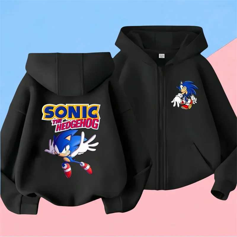 Hoodies Sweatshirts Boys Girls Clothing Casual Sonic zipper Hoodie Set s 2pcs Sets Autumn Toddler Cartoon Hooded +pants Tracksuit Clothes S241095