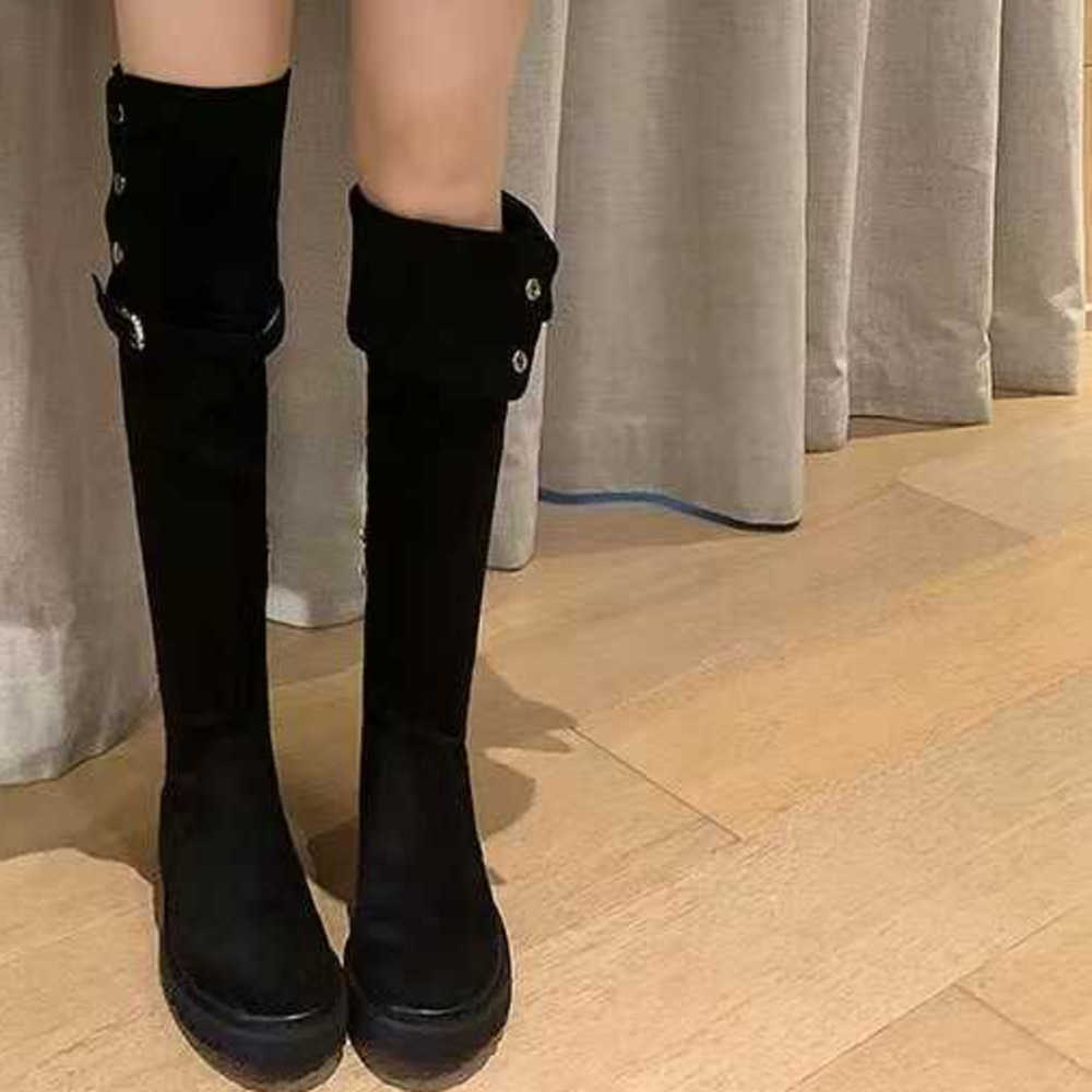 Rivet Slimming Knee Thigh High Fashion Boots For Women Model Thick Heel Martin Boots Two In One High Leg Western Knight Boots 240826