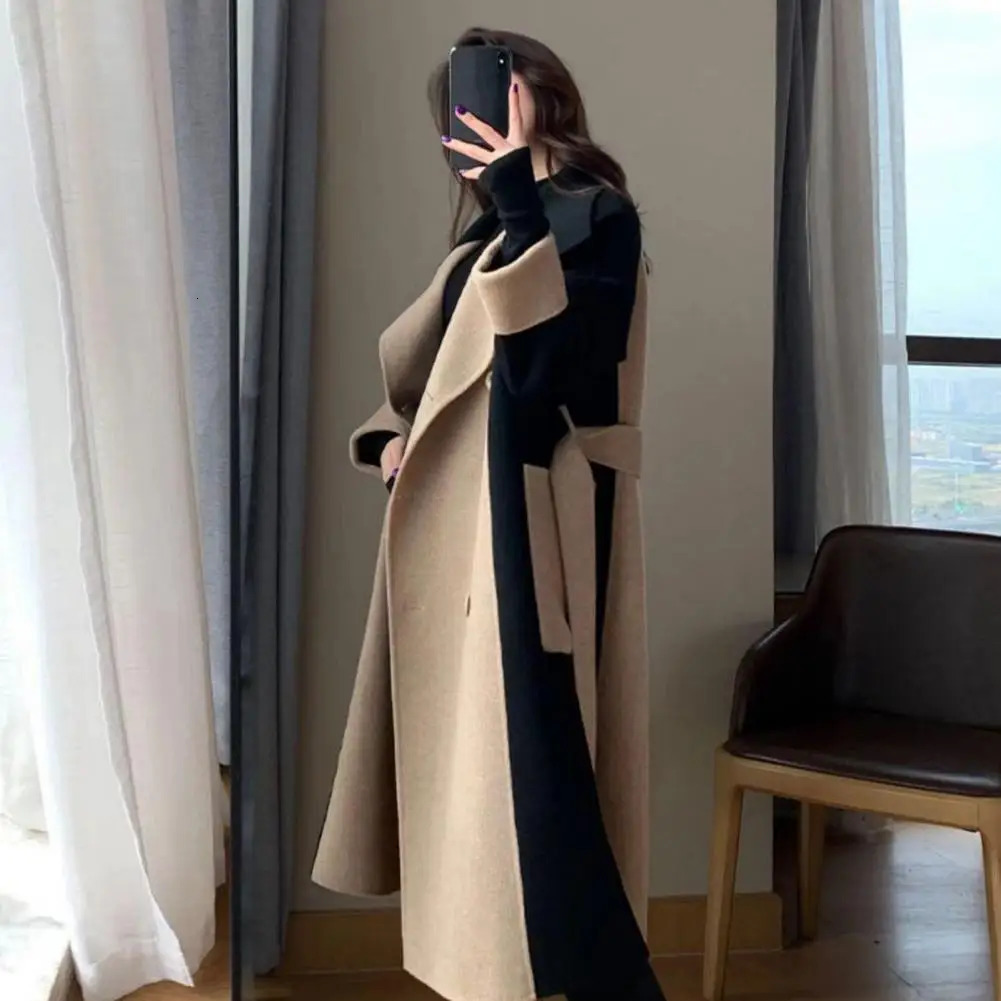 Stylish Lady Coat Doublesided Keep Warm Pockets Antiwrinkle Lapel Women Winter 240930