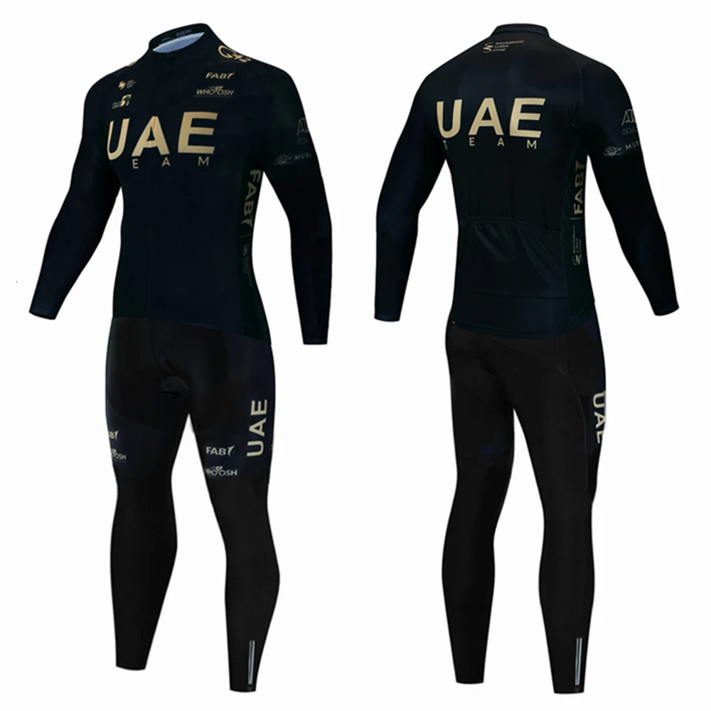 UAE Winter Wool Bicycle Shirt Set Mens Mtb Clothing Mens Uniform Bicycle Clothing Full Set Tricuta Waiver Mail Set 240926