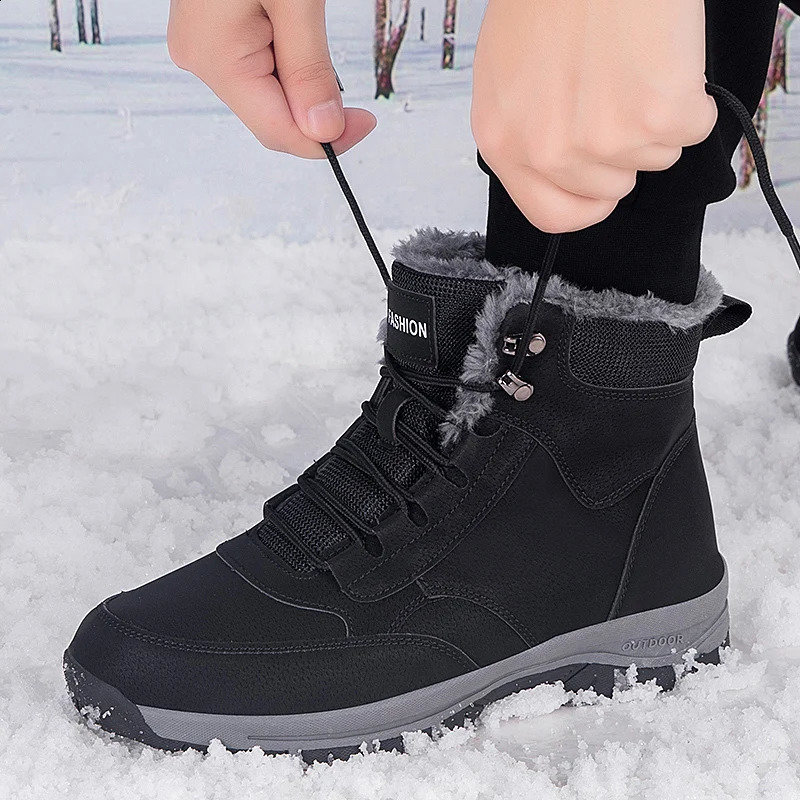 Mens winter snow boots womens waterproof sports shoes super warm mens boots outdoor mens hiking boots work travel shoes size 37-47 240923