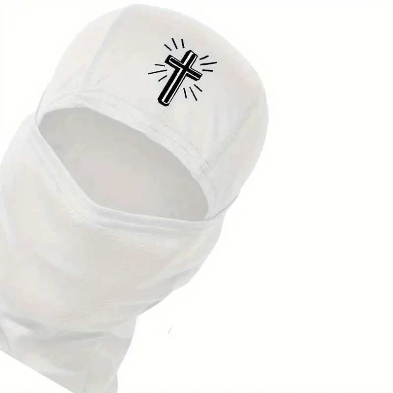 1 piece of mens cartoon cross print Balaclava riding mask hat ski mask used for neutral sunshade breathable windproof and sun protection hat W241008