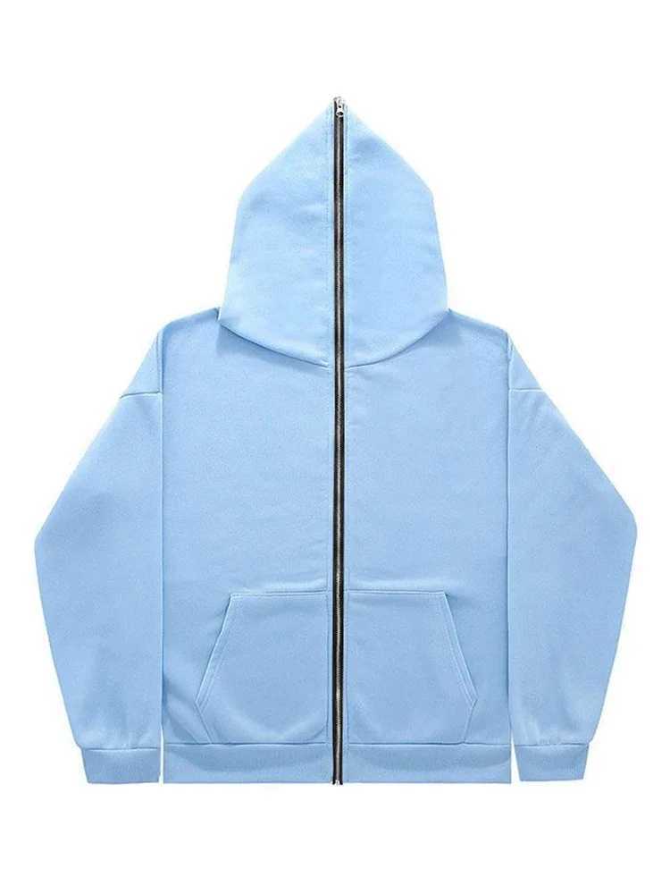 Men's Hoodies Sweatshirts Womens Fashion Harajuku Street Zipper Mens Retro Long Sve Oversized Loose Double Pocket Hooded Autumn New Black Sweatsh