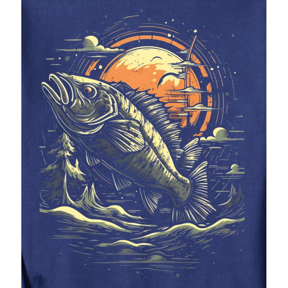 Long Sleeve Shirts for Men sweatshirt Fishing Sunset Fish Jumping Cool Fisherman Design Graphic Sweatshirt Tee Streetwear Casual tops clothes