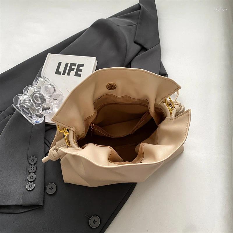 Shoulder Bags Vintage Small Crossbody For Women 2024 Winter Trend Designer Leather Handbags And Purses Simple Bucket Bag