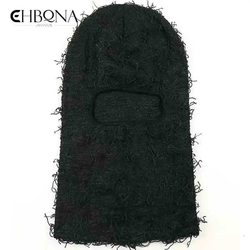 1 piece of camouflage ski board Balaclava Beanies hat hiphop Distressed knitted full face mask for women outdoors 241009