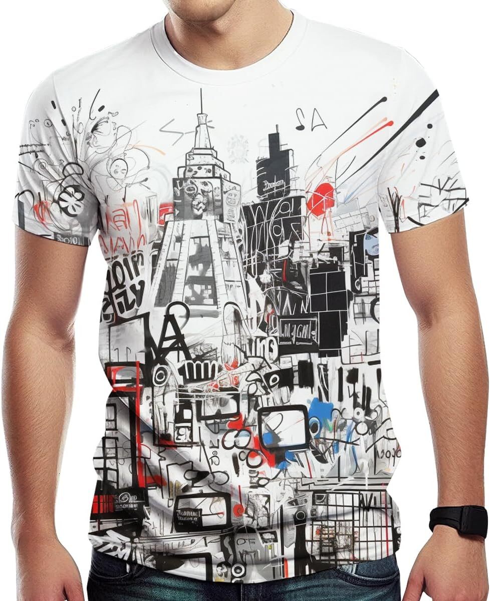 Mens T shirt Men's Graffiti Funny Graphic T-Shirts Novelty Hip-Hop 3D Printed Shirts Casual Top graphic tee Casual tops summer