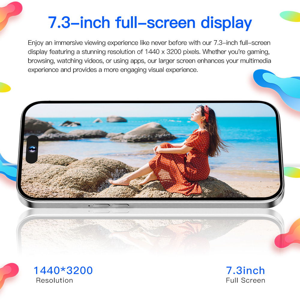 15 Pro Max Mobile 6.8-inch HD Screen Android 14 Phone Snapdragon 8 Gen3 CPU,16GB+1TB Cell Phone,72MP+108MP Camera Pixels 7800mAh Battery 5G Dual SIM C