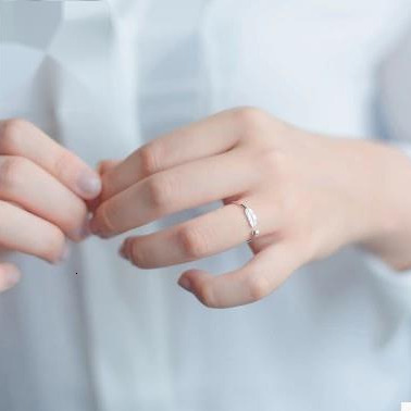 open mouth feather female leaf silver tail ring, simple and personalized student
