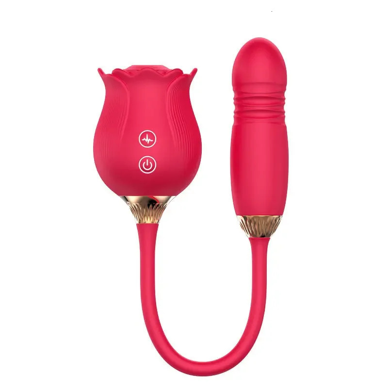 Rose toy penis stimulating vibrator female egg labia suction cup tongue licking and swinging adult product 241009