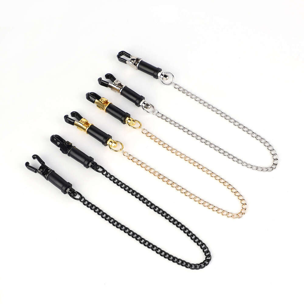 Cross border exclusive breast SM prop with adjustable sex breast clip, long chain, clitoral clip at both ends, adult product