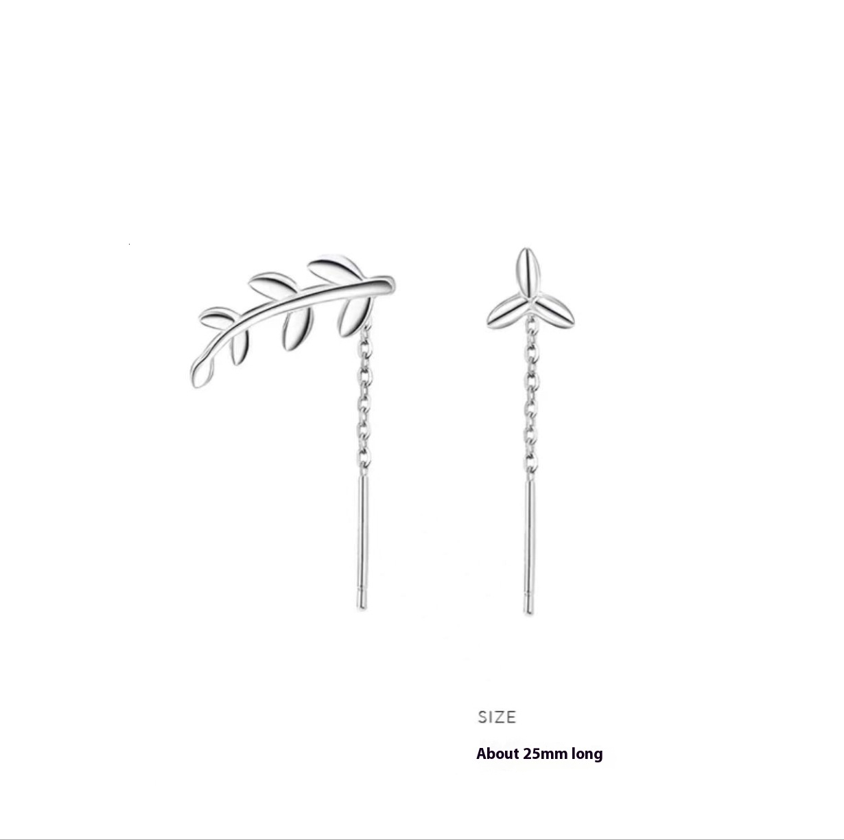 Three Leaf Lucky Grass Ear Thread, Women's Earnail Earrings, Internet Celebrity, Unique Design, Simplicity