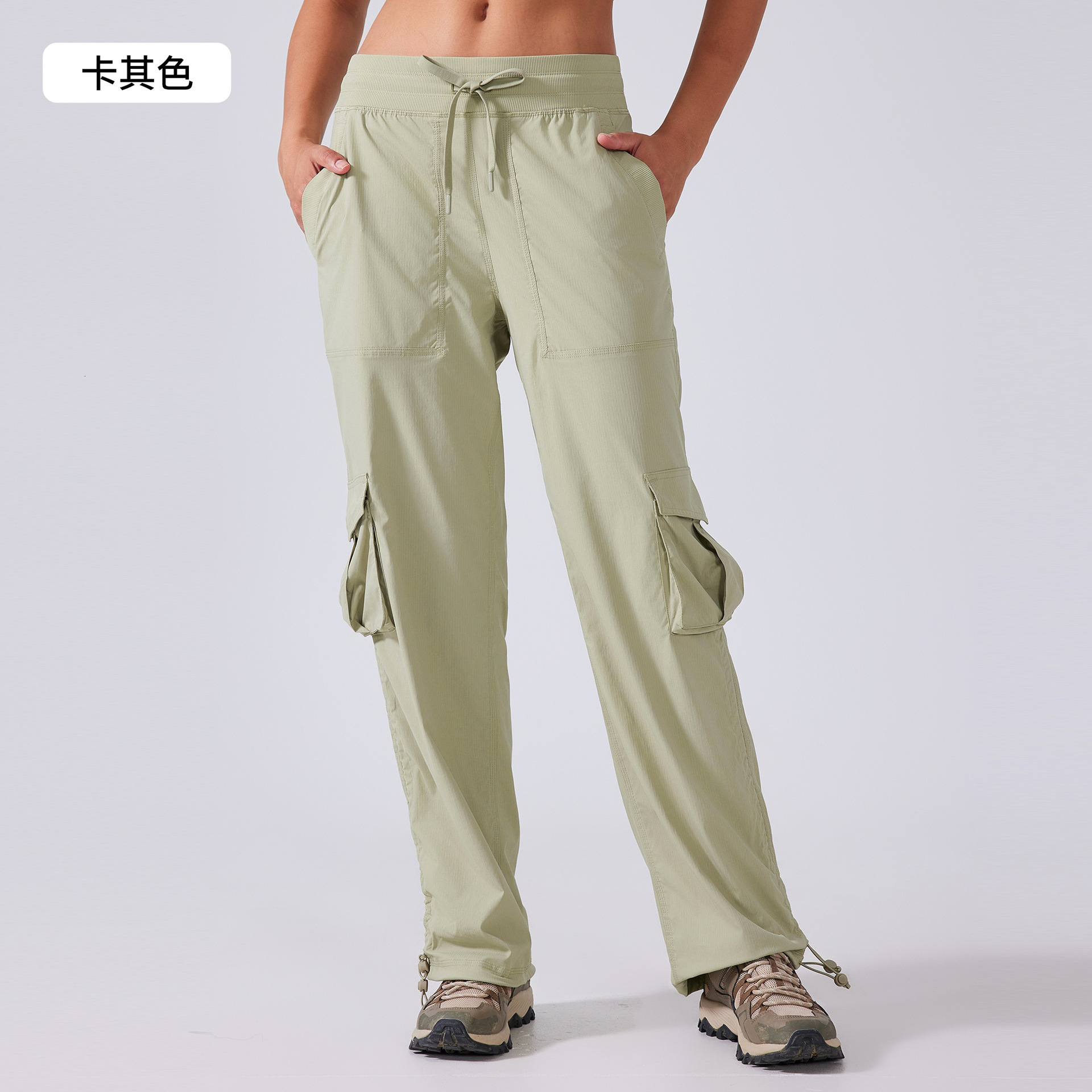 New mid rise sports for women, outdoor running, casual straight leg pants, loose and slimming work pants D25001