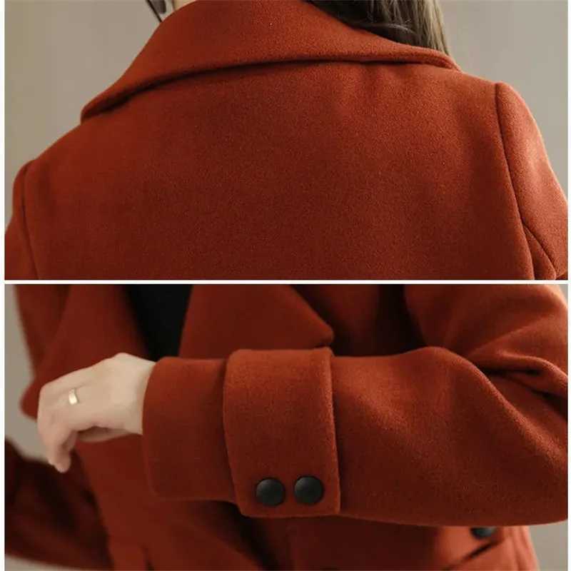 2023 Spring Autumn Woolen Jacket Women New Loose Suit Collar Female Tops Winter Woolen Coat Female Fashion Short OuterwearX241009