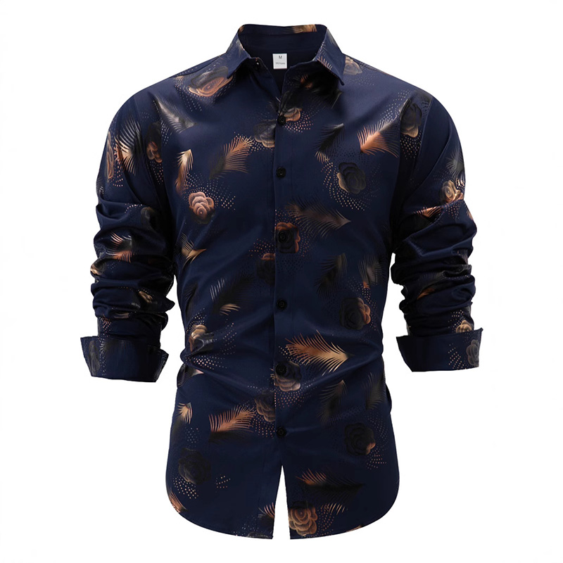 New Men Hawaiian Shirt Black White Male Long Sleeve Shirts Casual Solid Multi-Button Hit Color Slim Fit Dress Business Shirts chemise homme blouse gol