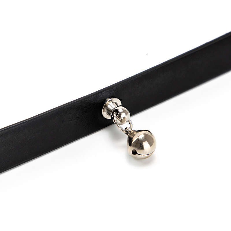 SM Props Black Leather Sex Collar Female Training Traction Chain Bell Collar SM Sex Products Delivery