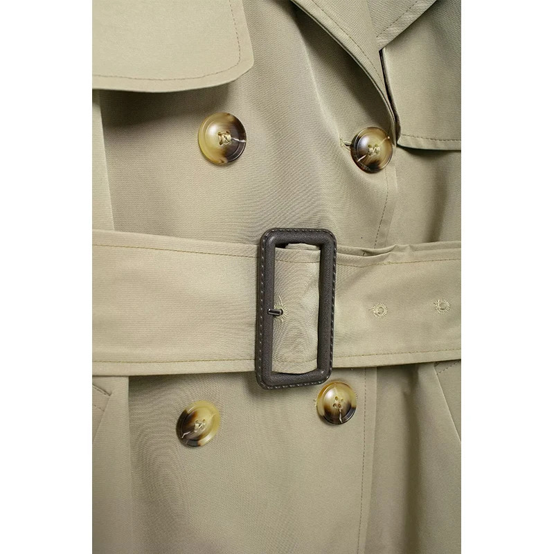 TRAF Womens Trench Autumn Collection with Midi Trench Womens Double Chest Long Coat Retro Womens Coat 240927