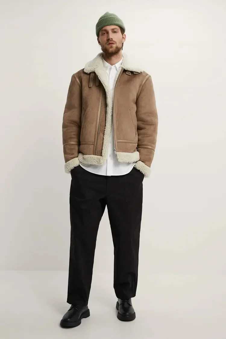 Mens winter imitation lamb suede fleece fur one piece thickened windproof jacket LX241009