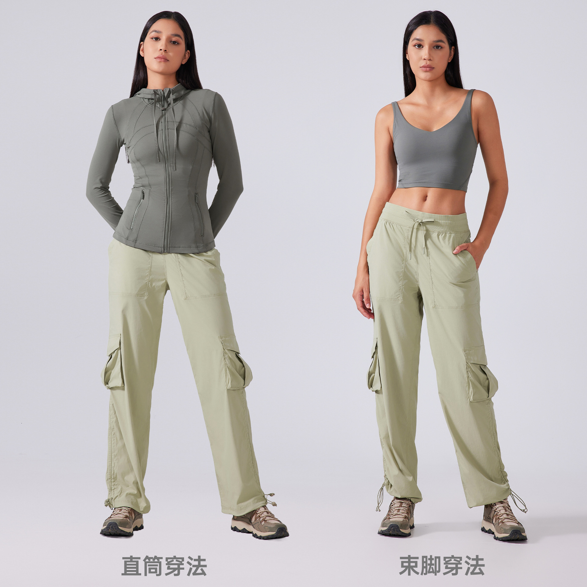 New mid rise sports for women, outdoor running, casual straight leg pants, loose and slimming work pants D25001