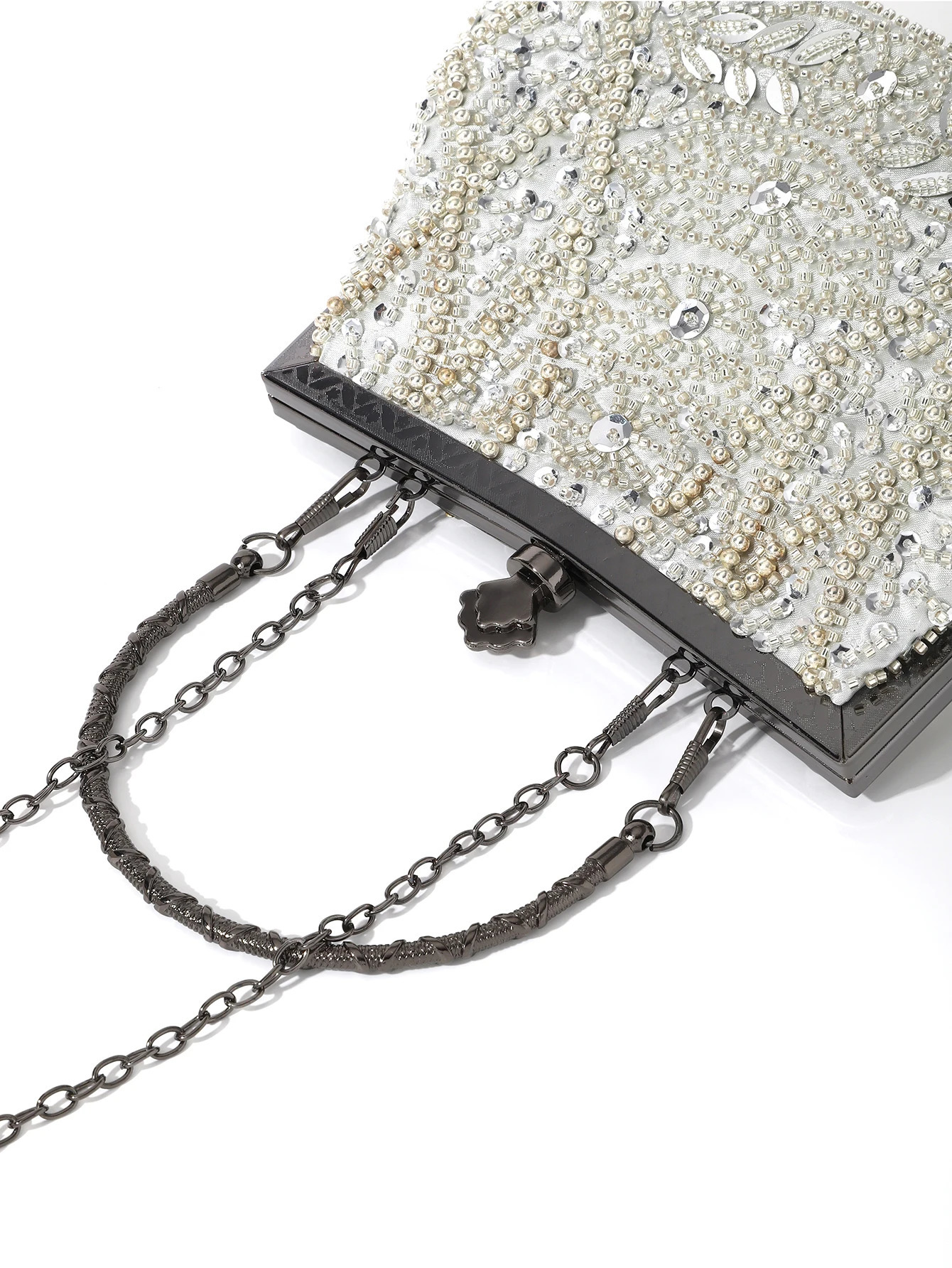 Retro trend heavy industry embroidery flower bead handheld evening bag used for parties and weddings 241008