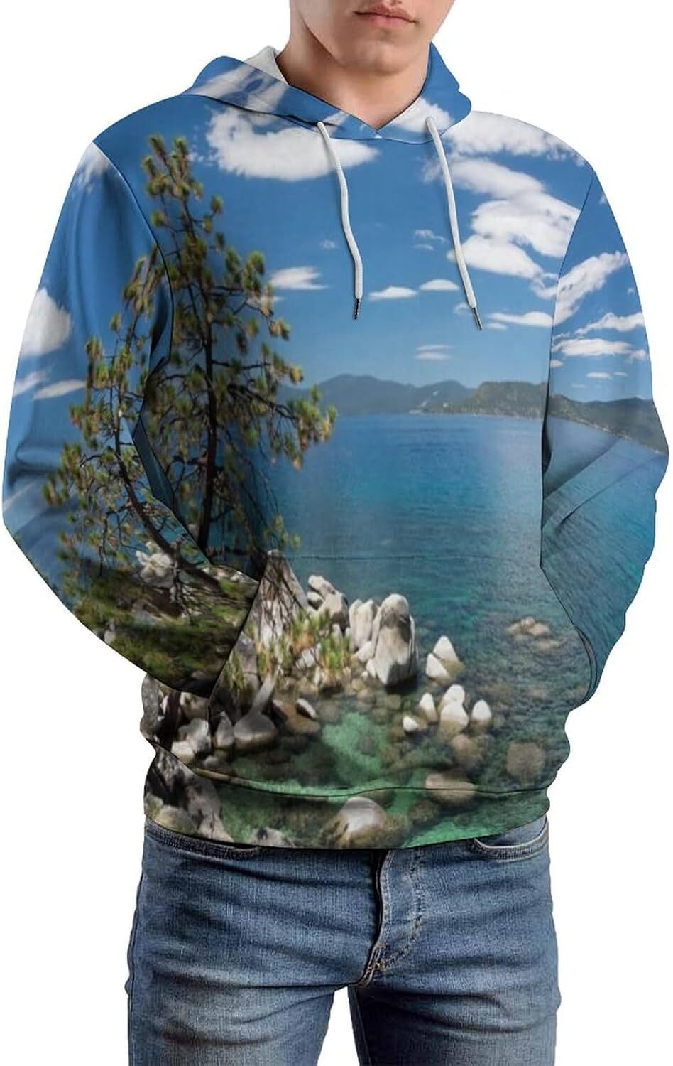Hoodie for Mens Womens Mens Unisex Novelty Hoodies Mountain and Lake Panorama Banff National Park Alberta Canada Hooded Sweatshirt Graphic
