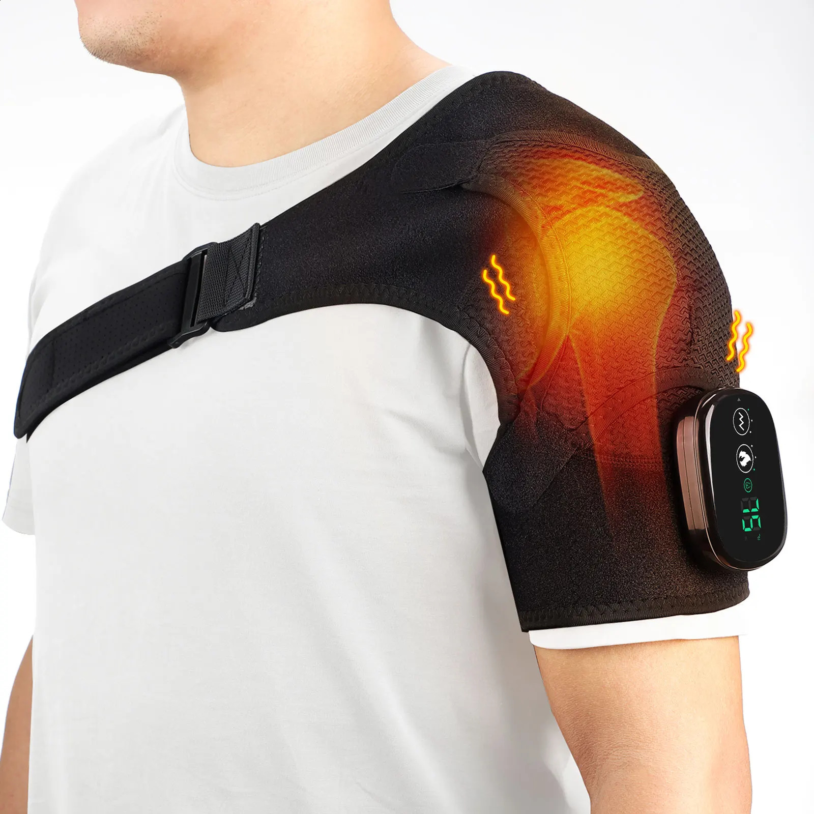 Electric shoulder temperature massager shoulder bracket vibration massage joint support belt heating pad muscle relaxation 241008