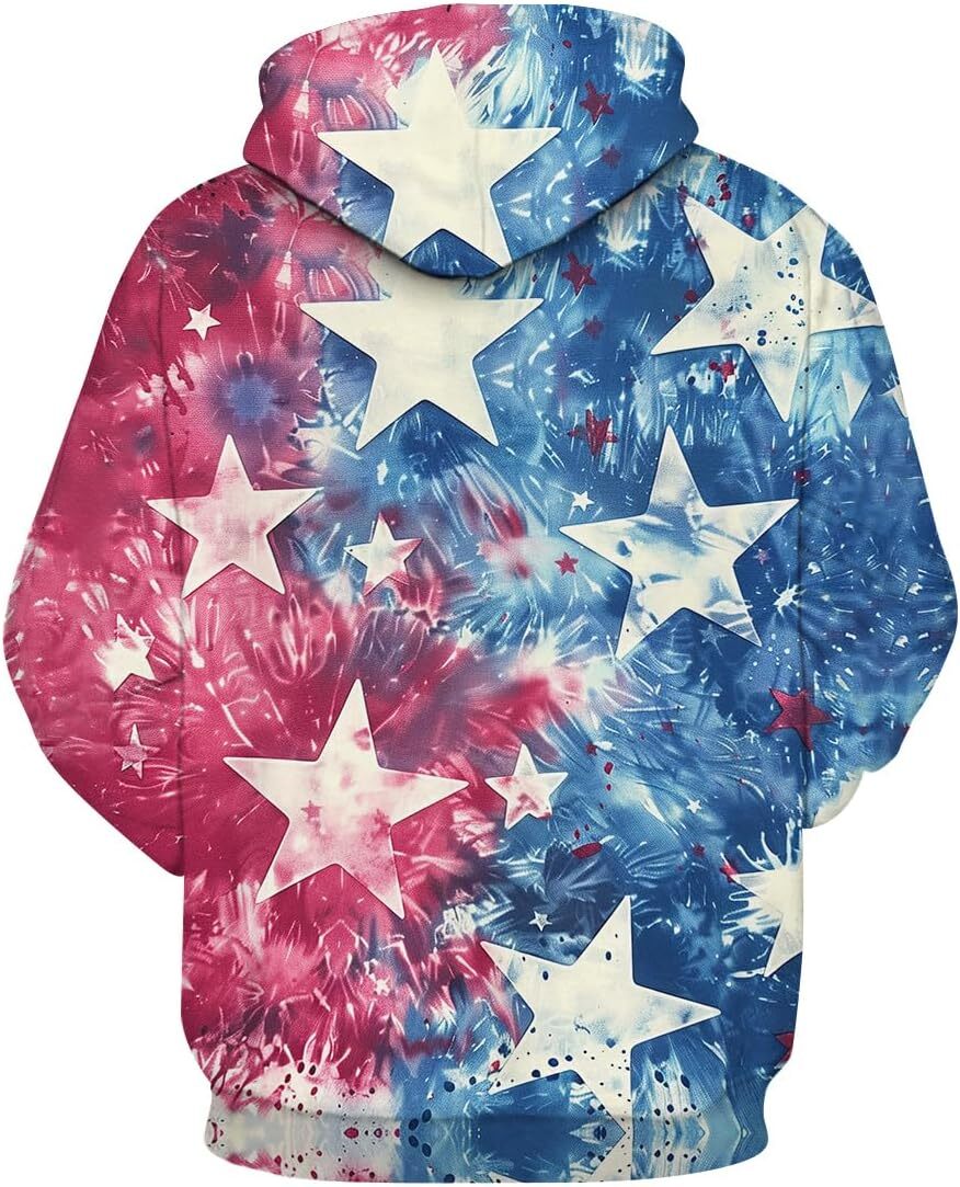 Hoodie for Mens Womens Mens American Flag Pattern Hoodies Patriotic American Hoodie Casual Long Sleeve Pockets Hooded Sweatshirt Graphic tracksuit