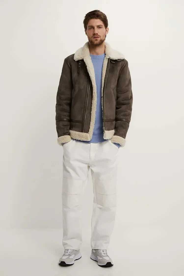 Mens winter imitation lamb suede fleece fur one piece thickened windproof jacket LX241009
