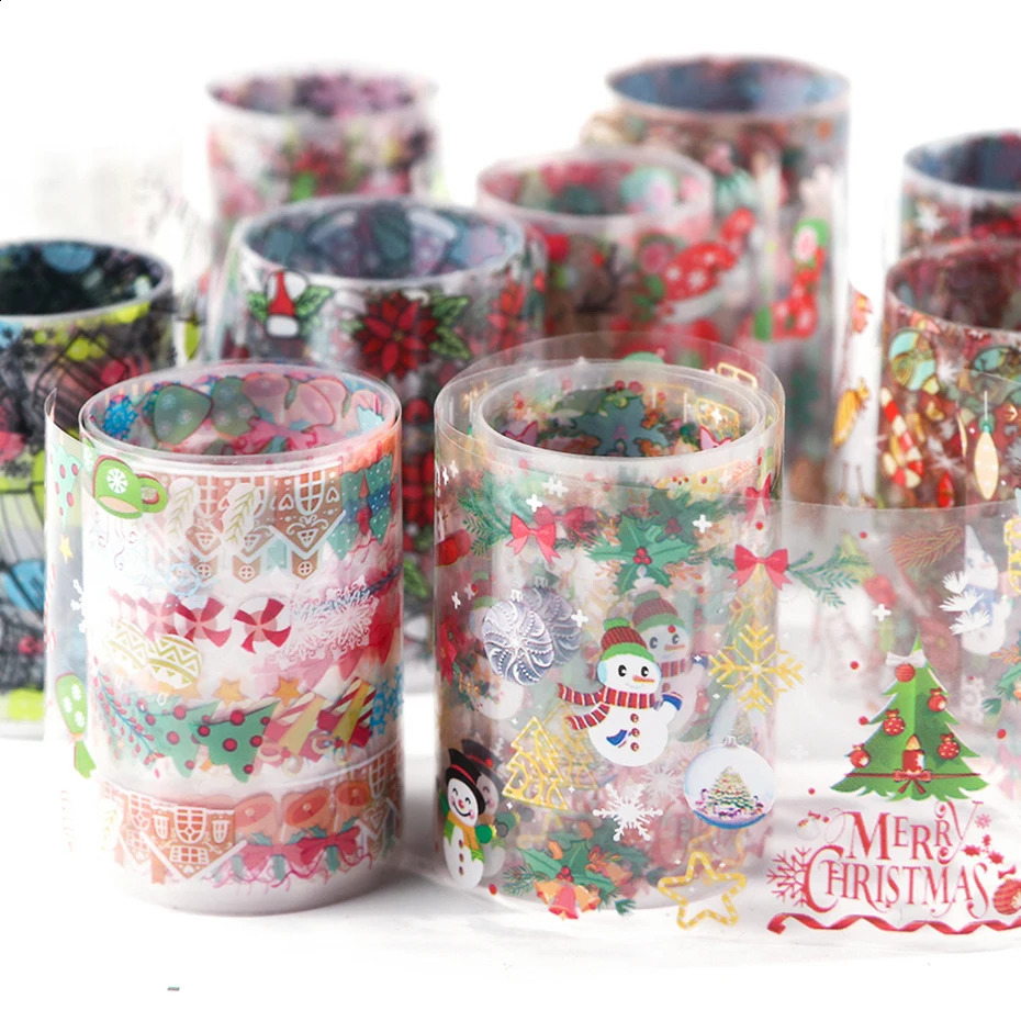10 Christmas Decorative Nails Mixed Color Transfer Nail Foil Stickers Snowflake Deer Gifts Santa Claus Adhesive Paper CH1036-1 241008
