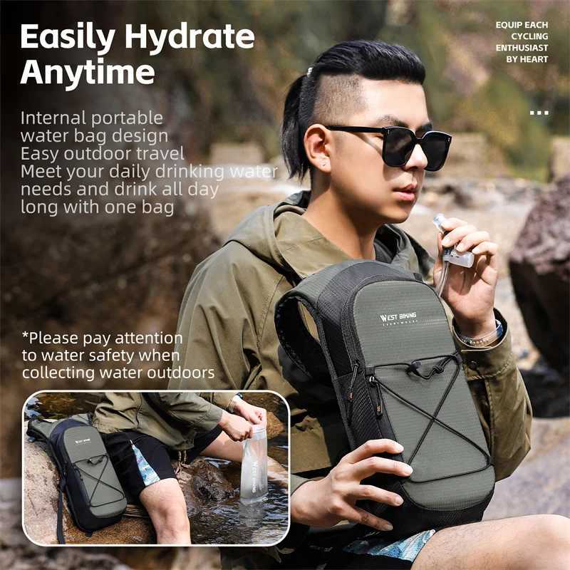 WEST BIKING Portable Bicycle Backpack 7L Breathable Moisturizing Bicycle Bag Running Climbing Outdoor Sports Bicycle Water Bag W241008
