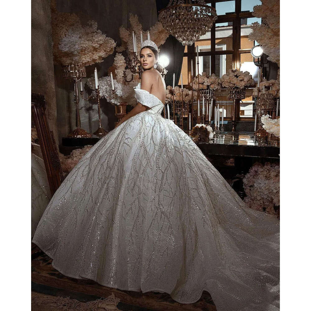 Ful Wedding Dress Ball Gown Strapless Off The Shoulder Sequined Or-Length Backless Bride Vestido De Noiva Custom Made 0228Lz