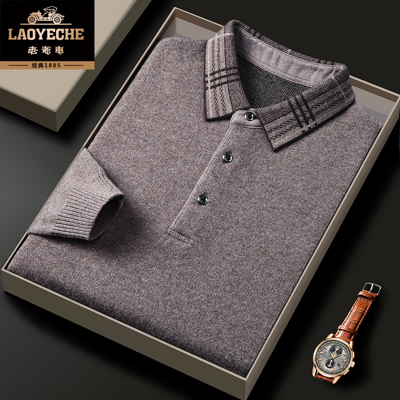 2024 new designer winter high-end 100 pure men's thick neck plus size middle-aged and elderly autumn and winter casual wool sweater