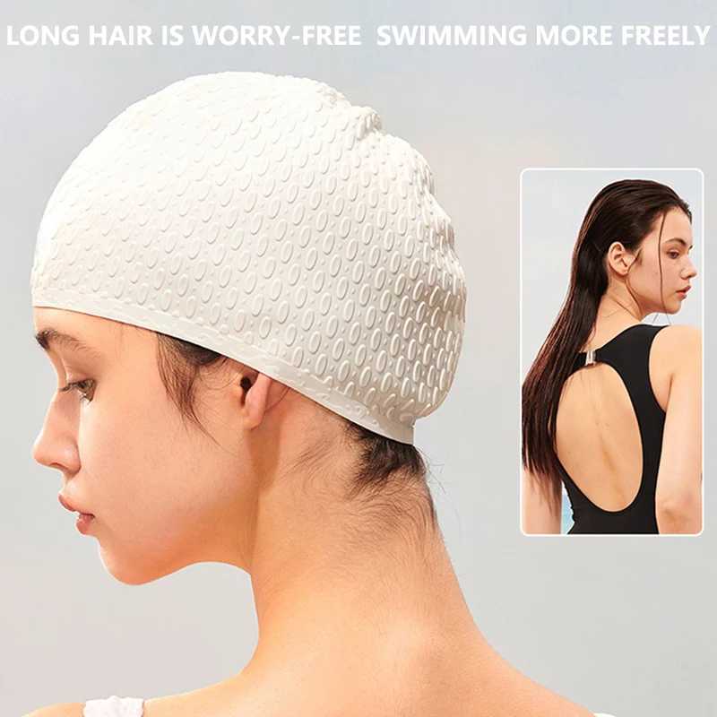 Silicone swimming cap fashionable swimming pool cap waterproof earmuffs professional water sports swimming cap CL241009