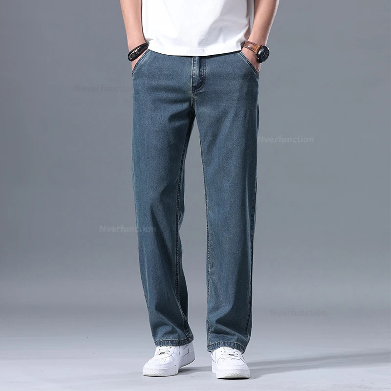 Lyocell Pants mens summer clothing ultrathin fashionable casual pants bag skirt straight denim Trouser 240929