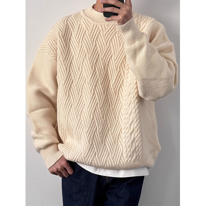 2024 New Designer Winter Button Flower Round Neck Knitted Men's Autumn/Winter Loose Casual Hoodie Solid Color Sweater