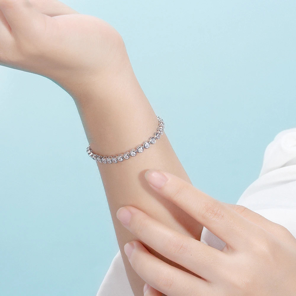 KNOBSPIN D VVS1 Round Tennis Bracelet Original s925 Pure Silver Plated 18k Gold Comes with GRA 240912