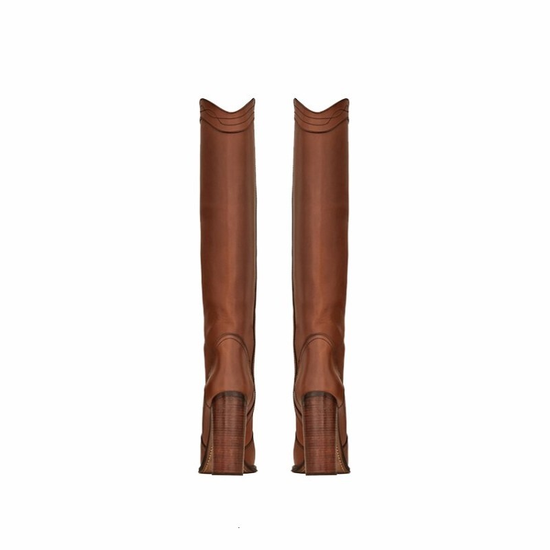 European American Style Round Toe And Knee Ultra High Thick Heel Fashion Boots Large Size Women's Boots