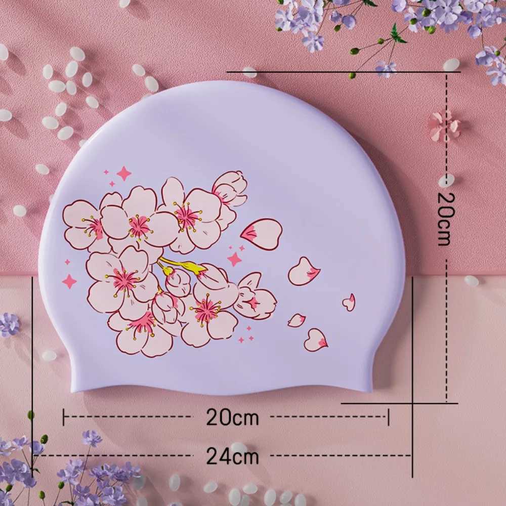 Silicone swimming cap high elasticity waterproof womens ear protection long hair sports large swimming pool cap no size diving cap CL241009