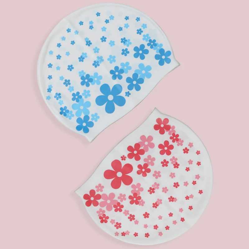 Waterproof silicone swimming cap for women high elasticity and flexible protection ear hair swimming pool cap CL241009