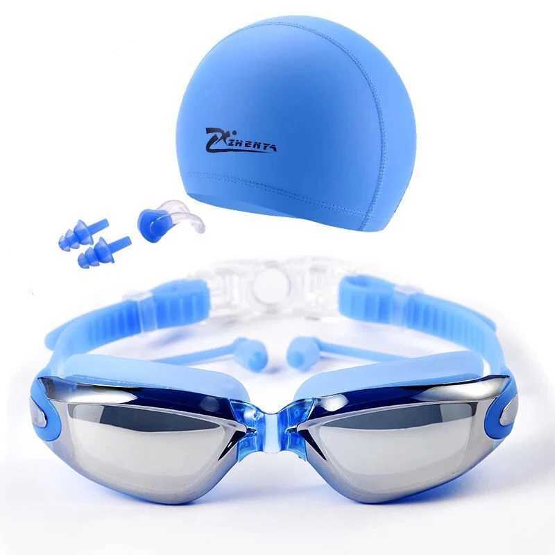 Swimming goggles prescription Myopia swimming goggles cap earplugs swimming suit mens anti fog pool cap waterproof swimming eyes CL241009