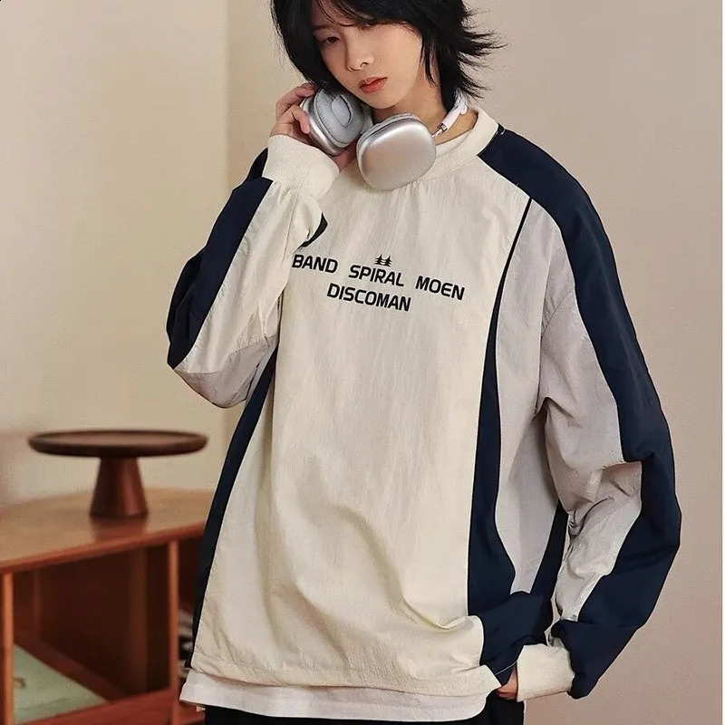 Japanese retro long sleeved sweatshirt mens preparatory ultra-fine staff autumn casual couple casual top 241007