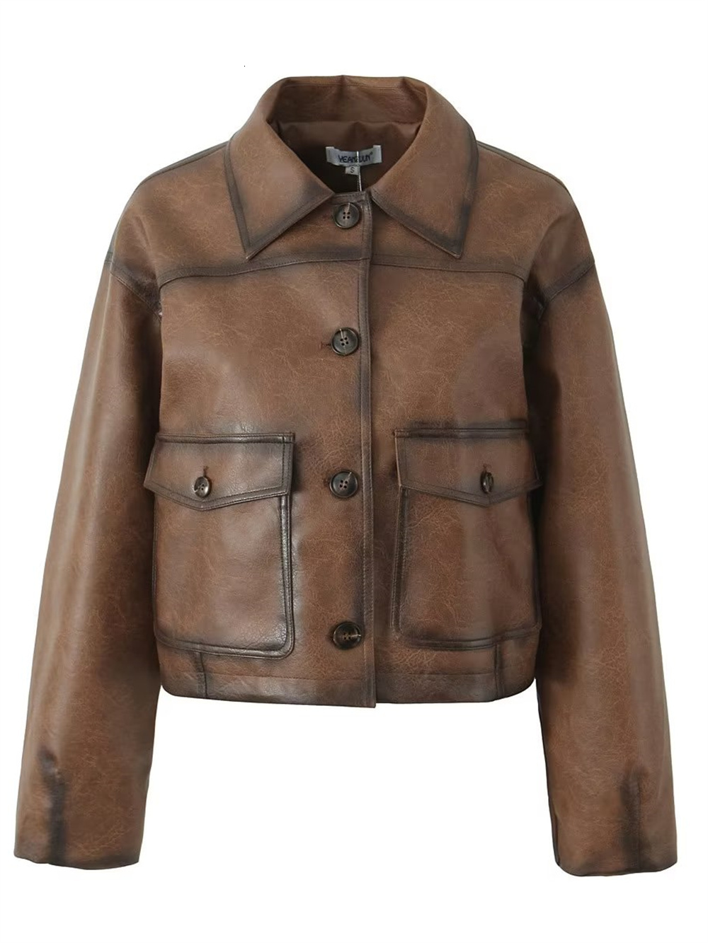 ZACK RAIN Women 2023 Autumn Fashion Ladies Casual Comfortable Single-Breasted Long Sleeves Leather Jacket For Female Coat