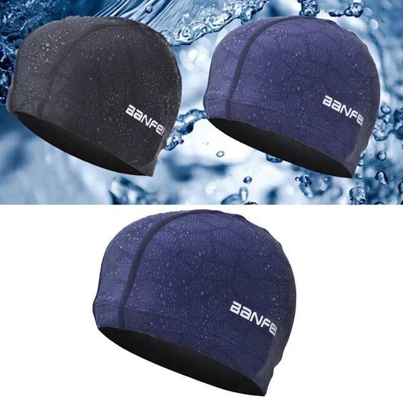 High elasticity waterproof fabric protects ears long hair water sports swimming pool swimming pool swimming poolcap male and female adult swimming ca 