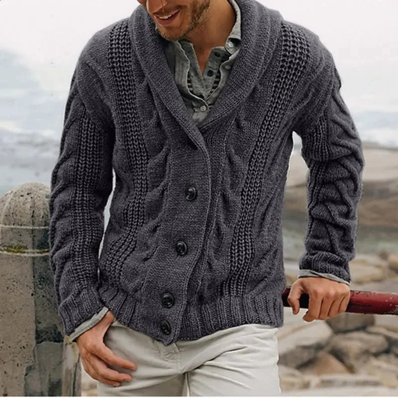 Mens loose knitted cardigan mens long sleeved thick jacket skydiving clothing trade high-quality Korean fashion Y2k 241007