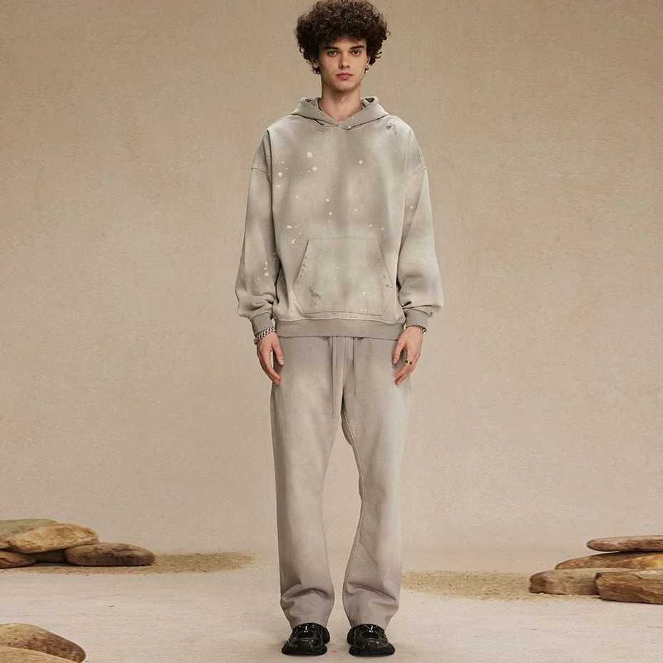 Men's Hoodies Sweatshirts Mens Tracksuits Mens Sets Autumn Winter Hoodies Pants Male Vintage Oversized Hoodie Streetwear Spot Suits Black Q241009